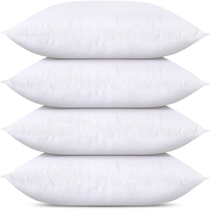 Bedding Throw Pillows (Set of 4, White), 24 x 24 Inches Pillows for Sofa, Bed and Couch Decorative Stuffer Pillows