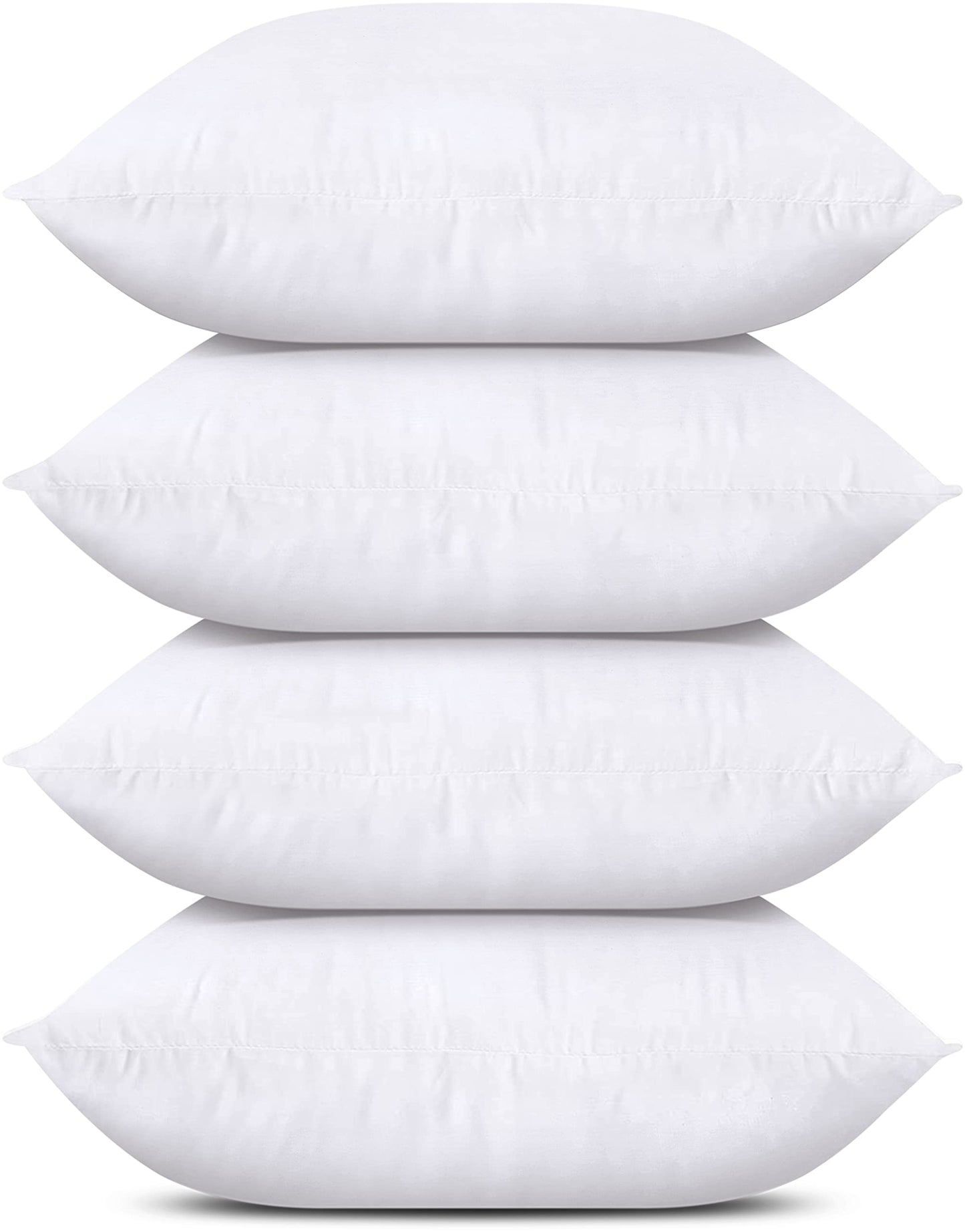 Bedding Throw Pillows (Set of 4, White), 24 x 24 Inches Pillows for Sofa, Bed and Couch Decorative Stuffer Pillows