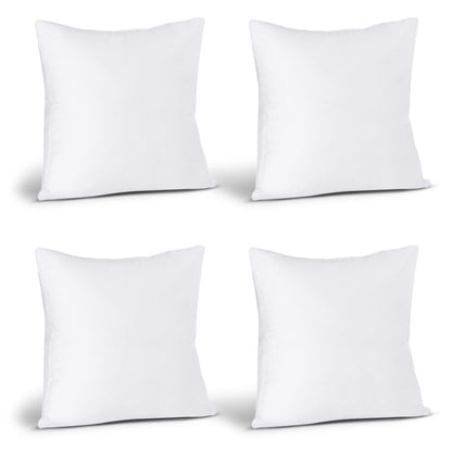 Bedding Throw Pillows (Set of 4, White), 24 x 24 Inches Pillows for Sofa, Bed and Couch Decorative Stuffer Pillows