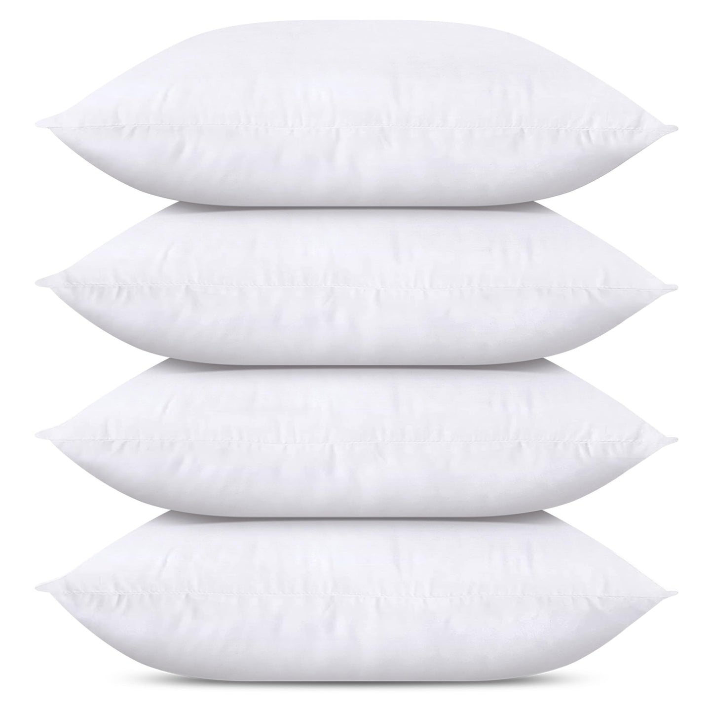 Bedding Throw Pillows (Set of 4, White), 24 x 24 Inches Pillows for Sofa, Bed and Couch Decorative Stuffer Pillows