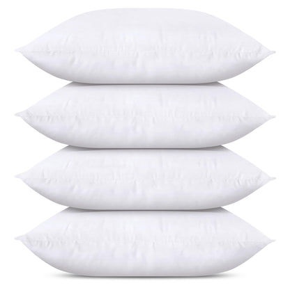 Bedding Throw Pillows (Set of 4, White), 24 x 24 Inches Pillows for Sofa, Bed and Couch Decorative Stuffer Pillows