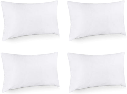Bedding Throw Pillows (Set of 4, White), 24 x 24 Inches Pillows for Sofa, Bed and Couch Decorative Stuffer Pillows