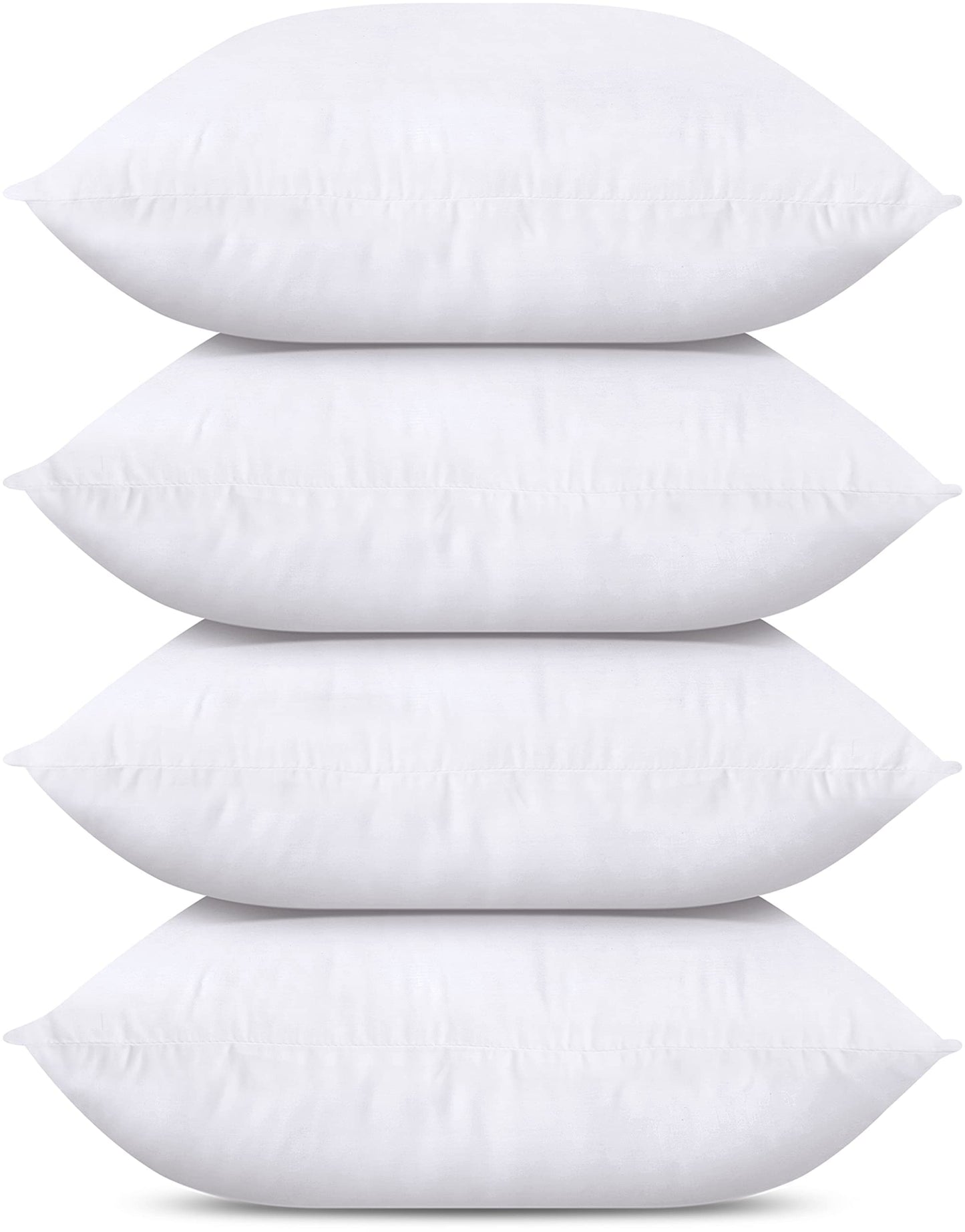 Bedding Throw Pillows (Set of 4, White), 24 x 24 Inches Pillows for Sofa, Bed and Couch Decorative Stuffer Pillows