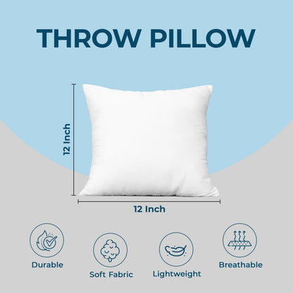 Bedding Throw Pillows (Set of 4, White), 24 x 24 Inches Pillows for Sofa, Bed and Couch Decorative Stuffer Pillows