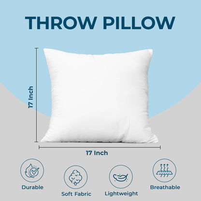 Bedding Throw Pillows (Set of 4, White), 24 x 24 Inches Pillows for Sofa, Bed and Couch Decorative Stuffer Pillows