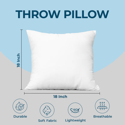 Bedding Throw Pillows (Set of 4, White), 24 x 24 Inches Pillows for Sofa, Bed and Couch Decorative Stuffer Pillows