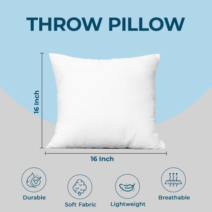 Bedding Throw Pillows (Set of 4, White), 24 x 24 Inches Pillows for Sofa, Bed and Couch Decorative Stuffer Pillows