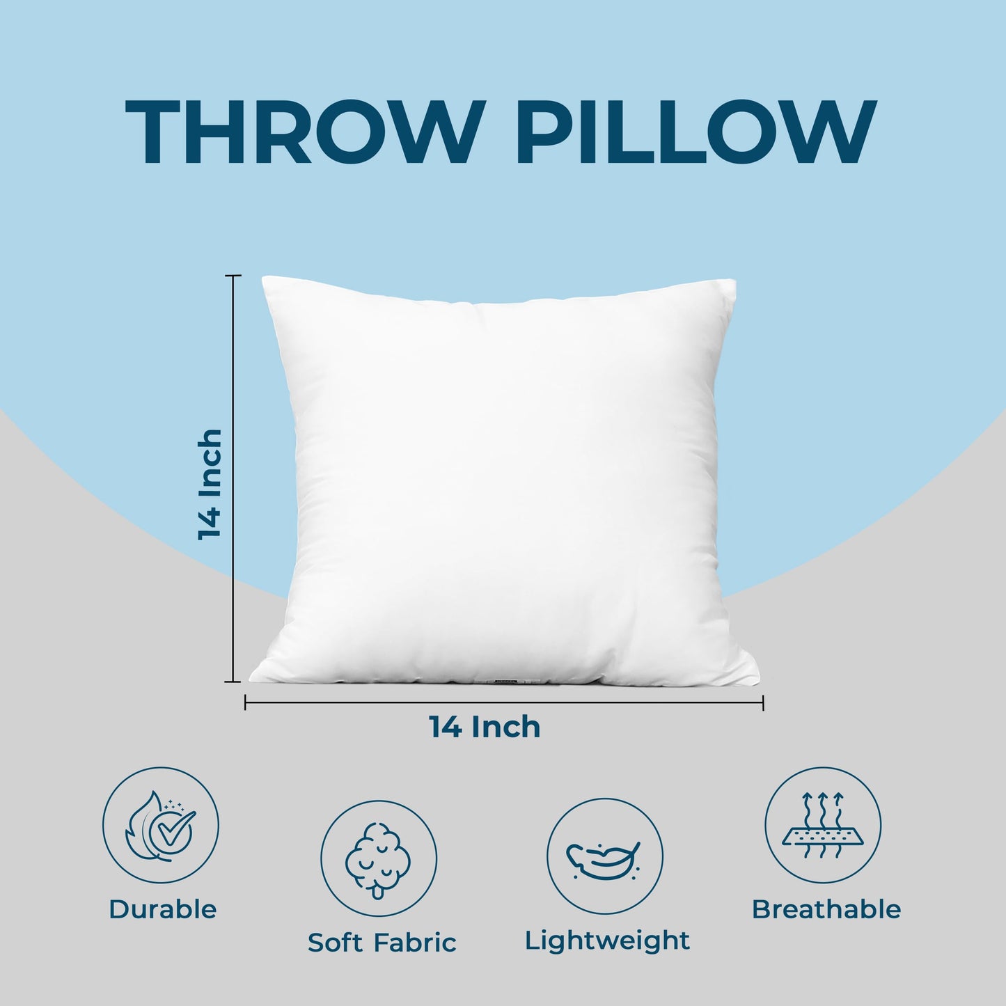 Bedding Throw Pillows (Set of 4, White), 24 x 24 Inches Pillows for Sofa, Bed and Couch Decorative Stuffer Pillows