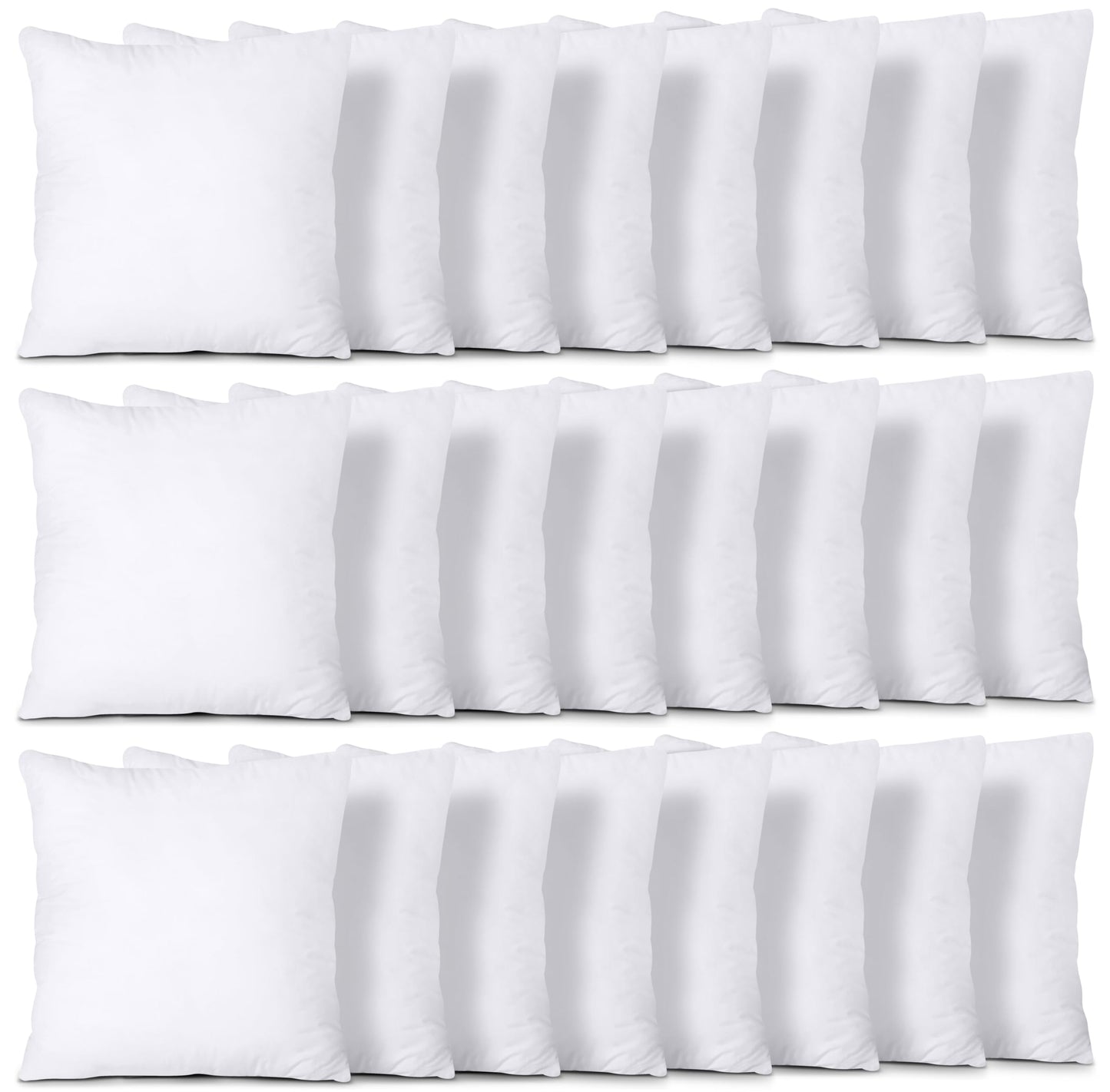 Bedding Throw Pillows (Set of 4, White), 24 x 24 Inches Pillows for Sofa, Bed and Couch Decorative Stuffer Pillows