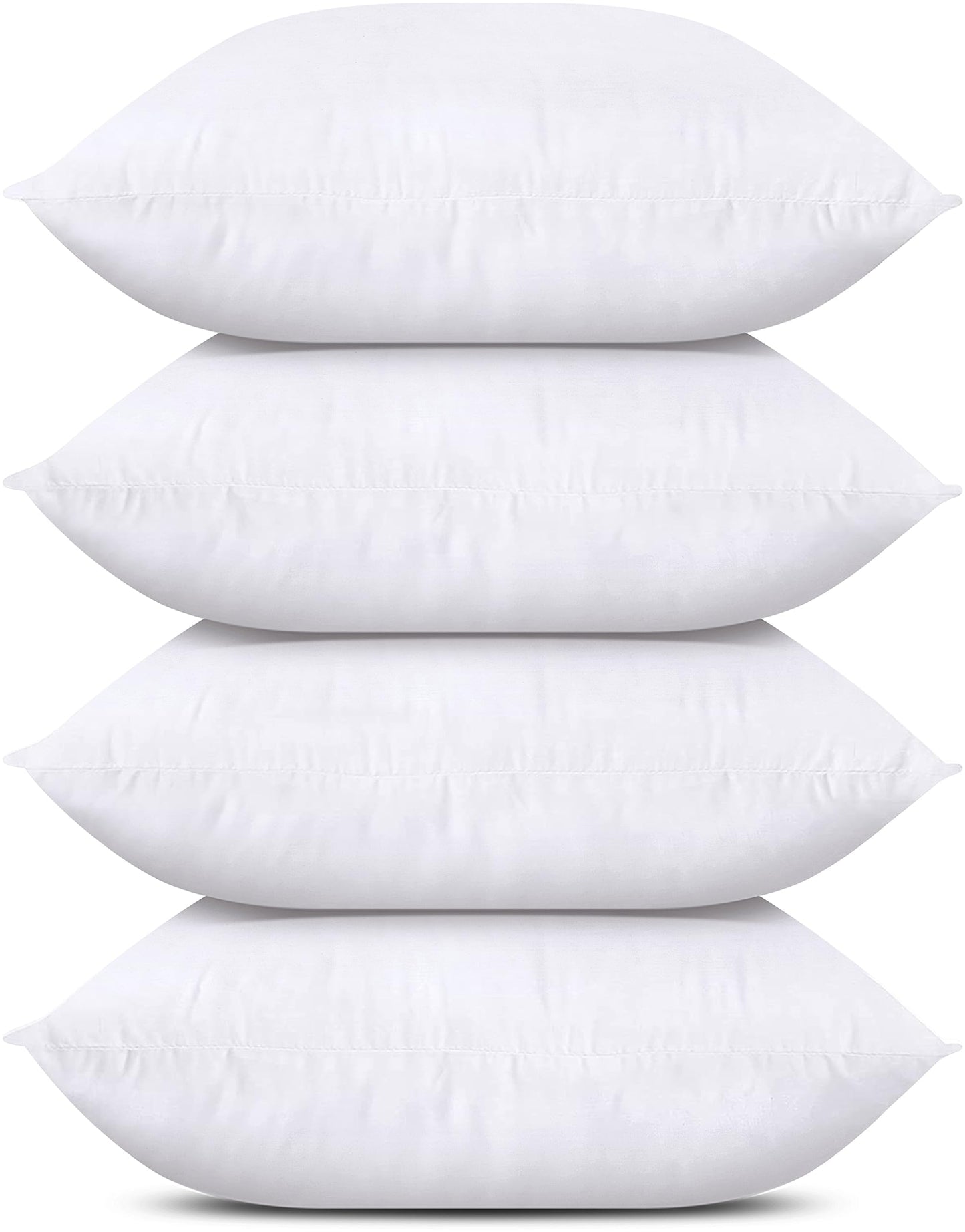 Bedding Throw Pillows (Set of 4, White), 24 x 24 Inches Pillows for Sofa, Bed and Couch Decorative Stuffer Pillows