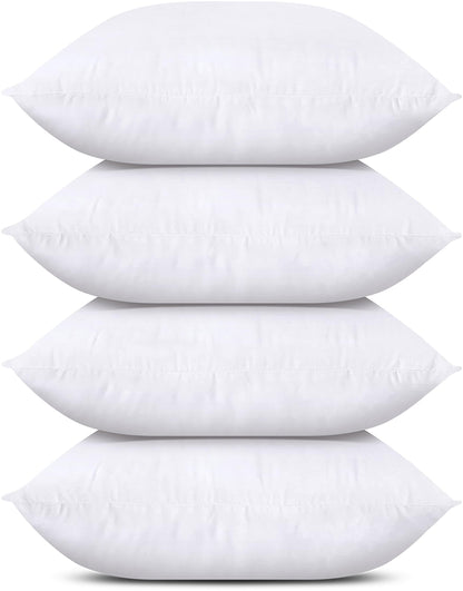 Bedding Throw Pillows (Set of 4, White), 24 x 24 Inches Pillows for Sofa, Bed and Couch Decorative Stuffer Pillows