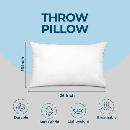 Bedding Throw Pillows (Set of 4, White), 24 x 24 Inches Pillows for Sofa, Bed and Couch Decorative Stuffer Pillows