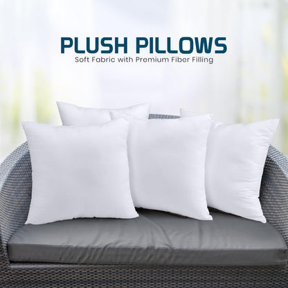 Bedding Throw Pillows (Set of 4, White), 24 x 24 Inches Pillows for Sofa, Bed and Couch Decorative Stuffer Pillows