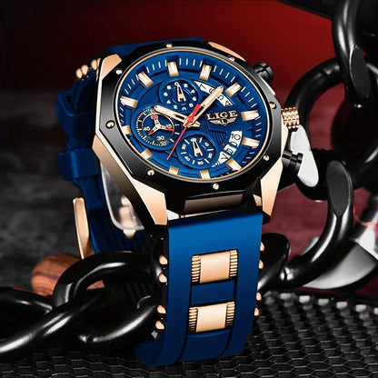 2024 Trendsetting Men's Chronograph - Luminous Calendar Display - Durable & Waterproof Quartz Timepiece for Outdoor Enthusiasts & Everyday Style