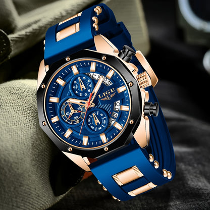 2024 Trendsetting Men's Chronograph - Luminous Calendar Display - Durable & Waterproof Quartz Timepiece for Outdoor Enthusiasts & Everyday Style