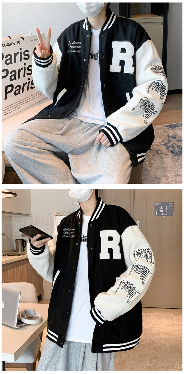 Coat Men's Hong Kong Style Trendy Brand Ins Loose Sports Baseball Uniform Harajuku Style Retro Casual Jacket Top
