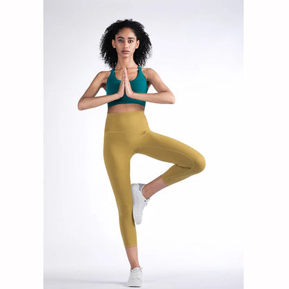 Vnazvnasi Hot Sale New Arrival Skin-Friendly Female Yoga Leggings Solid Color High Waist Outside Running Pants Calf-Length