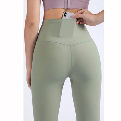 Vnazvnasi Hot Sale New Arrival Skin-Friendly Female Yoga Leggings Solid Color High Waist Outside Running Pants Calf-Length