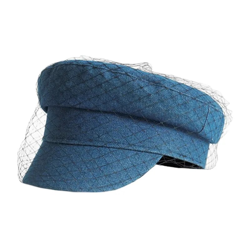 USPOP marca diseñador moda Otoño Invierno gorras mujeres malla hilo Newsboy gorras planas de mezclilla
