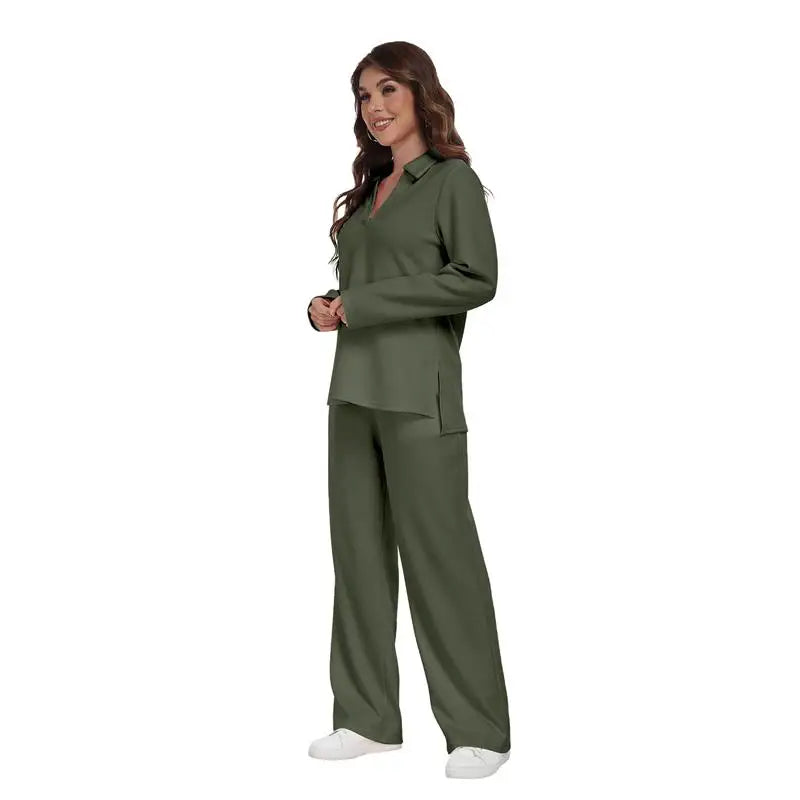 Free Shipping Fashion Soft Comfortable 2 PCS Pajamas Set Women Long Sleeve Oversized Lounge Wear