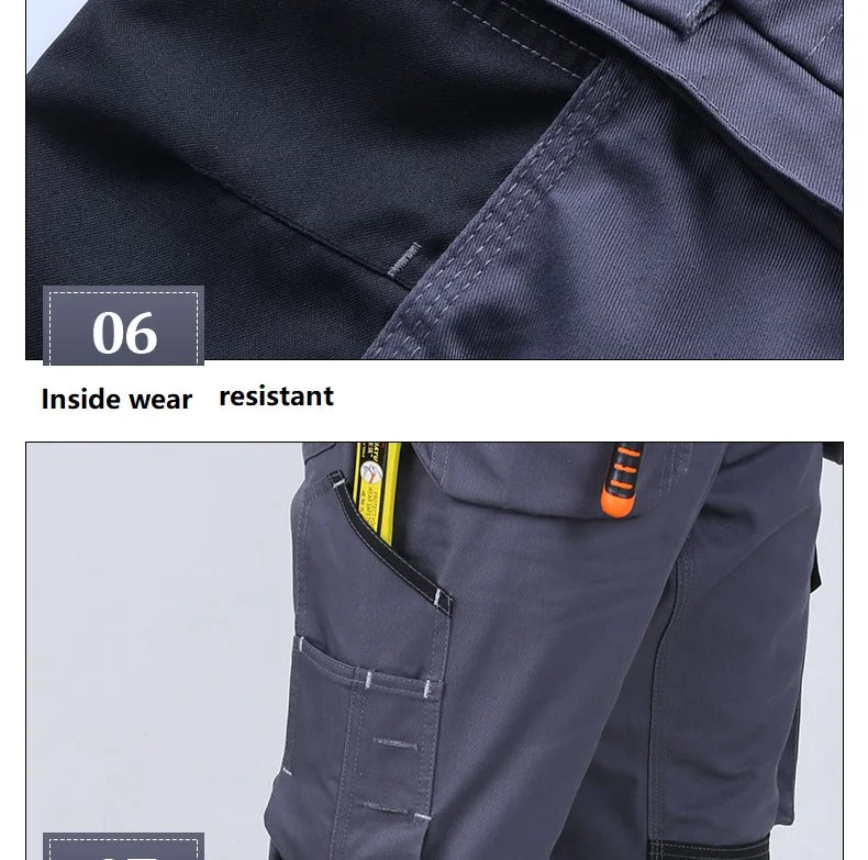 Work Clothes Men's maintainance Working Suit Wear-resistant Welder Suit Hi Vis Multi-pocket Labor safety Uniform Mechanical Suit