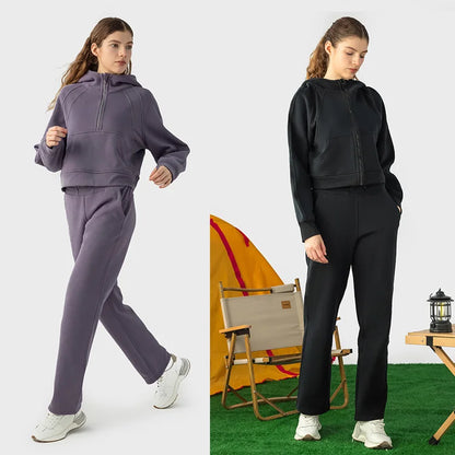 Womens 2 Piece Joggers Suits and Hoodie Fleece Tracksuit Female Jogging Femmes Lounge Wear Sets Lounge Wear Sets