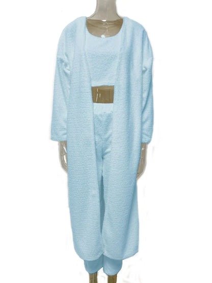 Sleep & Lounge Wear 3 Piece Set Crop tank Pajamas for Women's Sleep Wear Lounge Sets Sweater Long Pants Girl's Sleepwear Suits