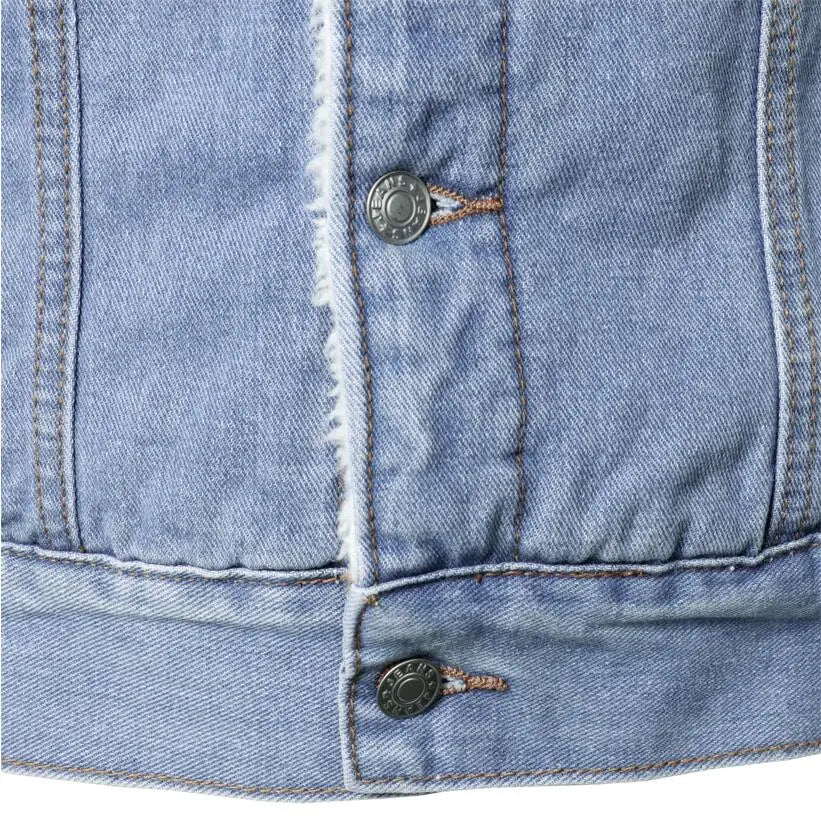 Men Light Blue Denim Jackets Slim Casual Denim Coats New Male High Quality Cotton Thicker Winter Jean Jackets Warm Coats XS-6XL