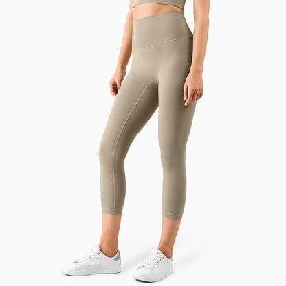 Vnazvnasi Hot Sale New Arrival Skin-Friendly Female Yoga Leggings Solid Color High Waist Outside Running Pants Calf-Length