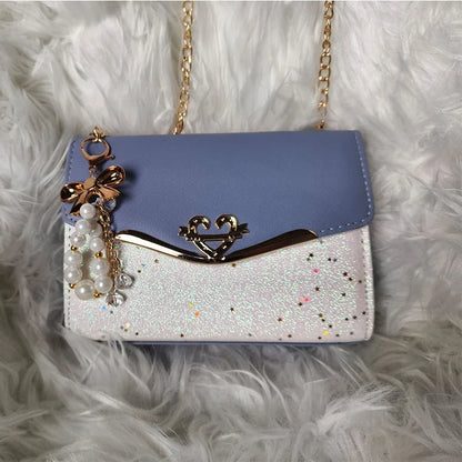 Ladies Designer Cross Body Messenger Bag Golden Chain Strap Bowknot Confetti Decoration Fashion Women's Handbags