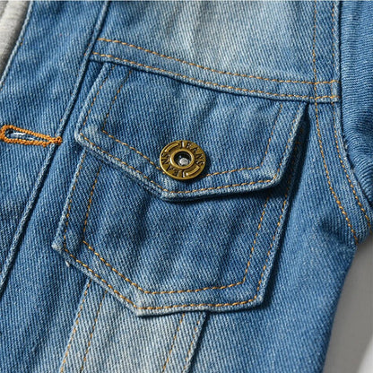 Niños niños niñas chaquetas de mezclilla con capucha Casual falso dos cárdigan abrigo niños vaquero cremallera prendas de vestir exteriores ropa JYF