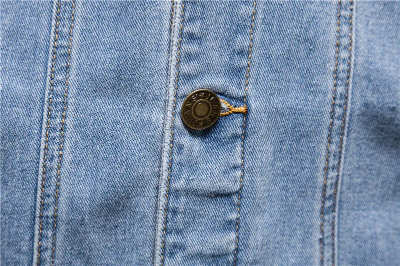 Men Light Blue Denim Jackets Slim Casual Denim Coats New Male High Quality Cotton Thicker Winter Jean Jackets Warm Coats XS-6XL