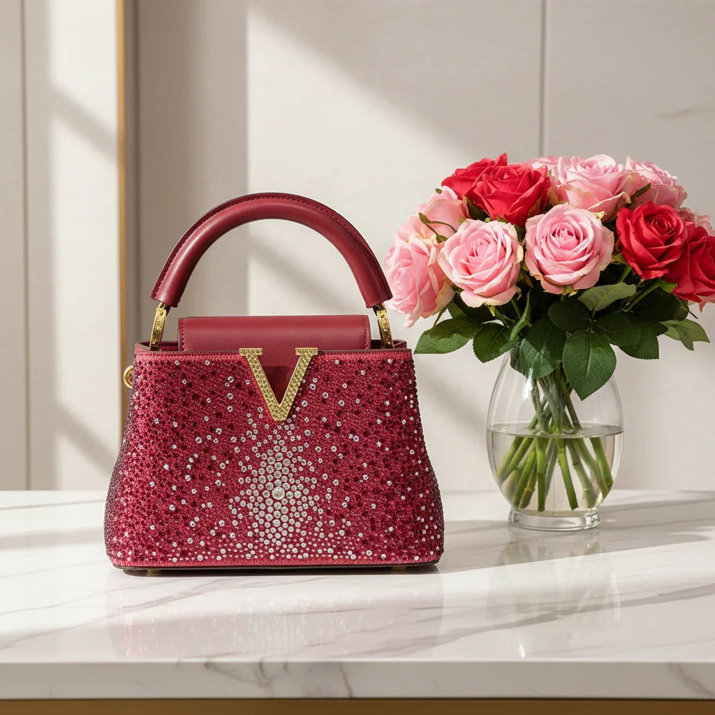 High-end Cross-border Rhinestone Handbag Women's 2026 New Fashion Bucket Bag Quality Designer Small Bag Dinner Party Bag 21CM