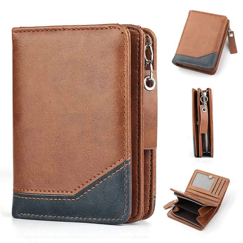 New Style Men Wallets PU Leather Handmade Card Holder Bags High-capacity Multi Functions Wallets