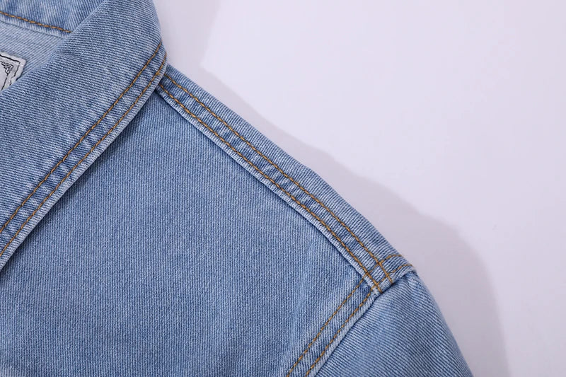 Men Denim Jackets Casual Solid Color Lapel Single Breasted Blue Jeans Jacket Men Spring Autumn Slim Fit Cotton Outwear Jackets M~ 5XL
