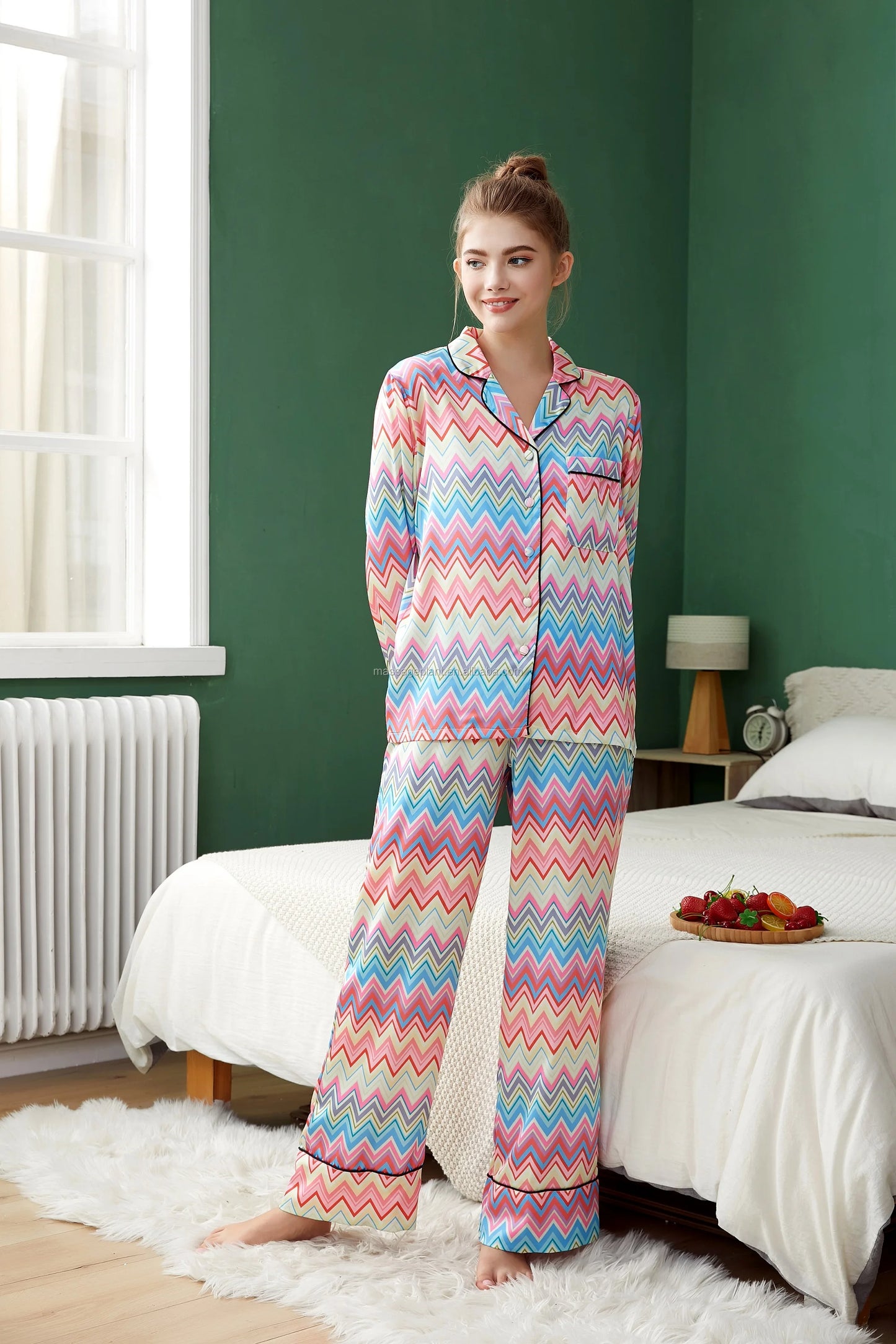 New Plus Size Women's Satin Silk Breathable Pajama Shorts Set with Elastic Waist Customizable Color