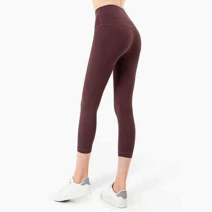 Vnazvnasi Hot Sale New Arrival Skin-Friendly Female Yoga Leggings Solid Color High Waist Outside Running Pants Calf-Length