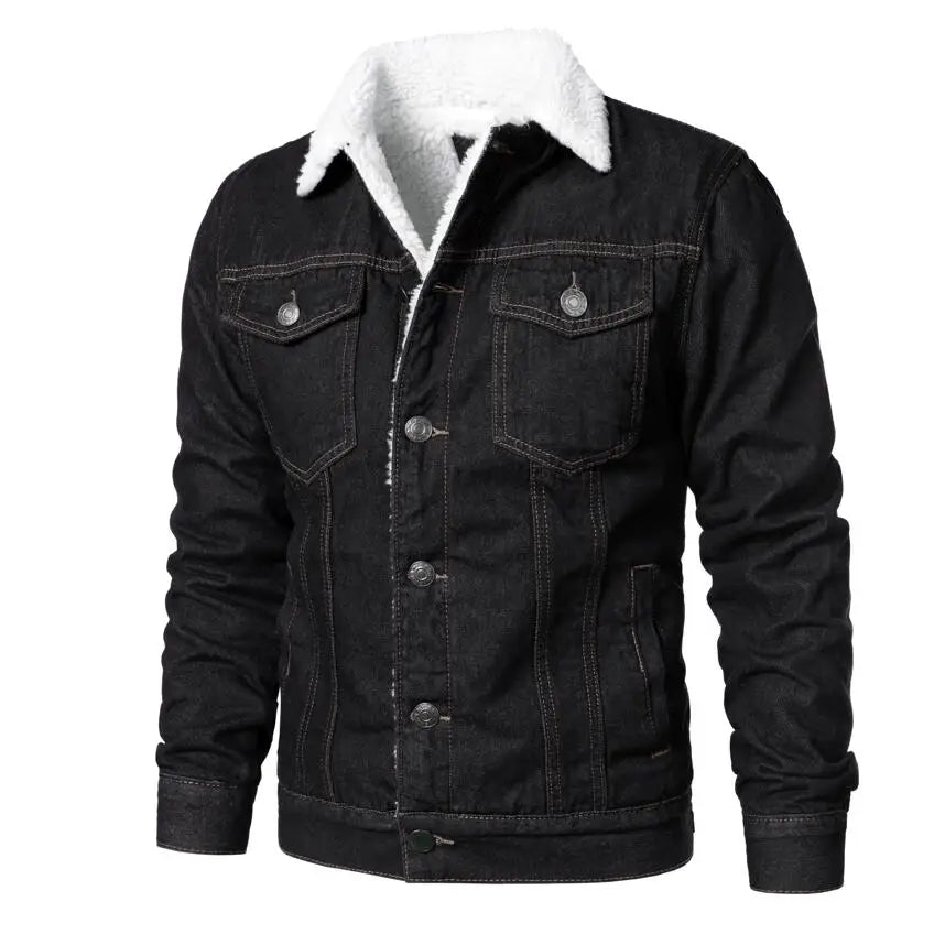 Men Light Blue Denim Jackets Slim Casual Denim Coats New Male High Quality Cotton Thicker Winter Jean Jackets Warm Coats XS-6XL