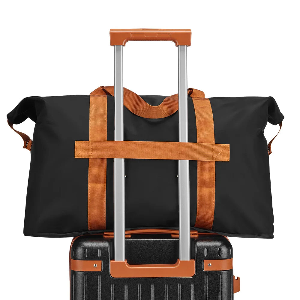 US Warehouse High Quality Lightweight Large Capacity Organizing Travel Bag Waterproof Black Foldable Duffle Bags for Women Man