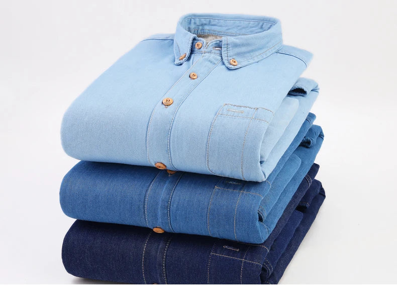Fashion Brand Winter Jeans Shirt Men Warm Fleece Lined Velvet Denim Shirts Cowboy Coats Outwear Windbreaker Thick Clothing