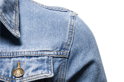 Men Light Blue Denim Jackets Slim Casual Denim Coats New Male High Quality Cotton Thicker Winter Jean Jackets Warm Coats XS-6XL