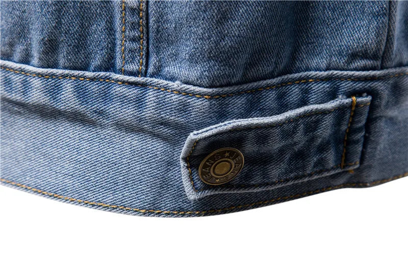 Men Light Blue Denim Jackets Slim Casual Denim Coats New Male High Quality Cotton Thicker Winter Jean Jackets Warm Coats XS-6XL