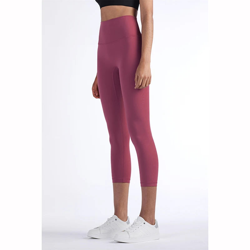Vnazvnasi 2024 Hot Sale New Arrival Skin-Friendly Female Yoga Leggings Solid Color High Waist Outside Running Pants Calf-Length