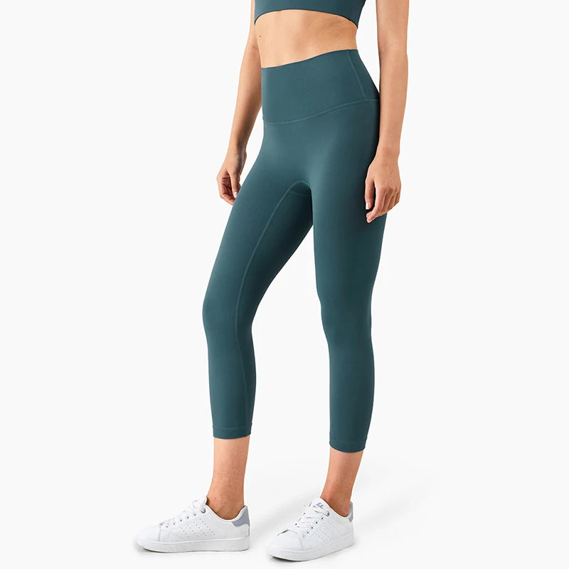 Vnazvnasi 2024 Hot Sale New Arrival Skin-Friendly Female Yoga Leggings Solid Color High Waist Outside Running Pants Calf-Length