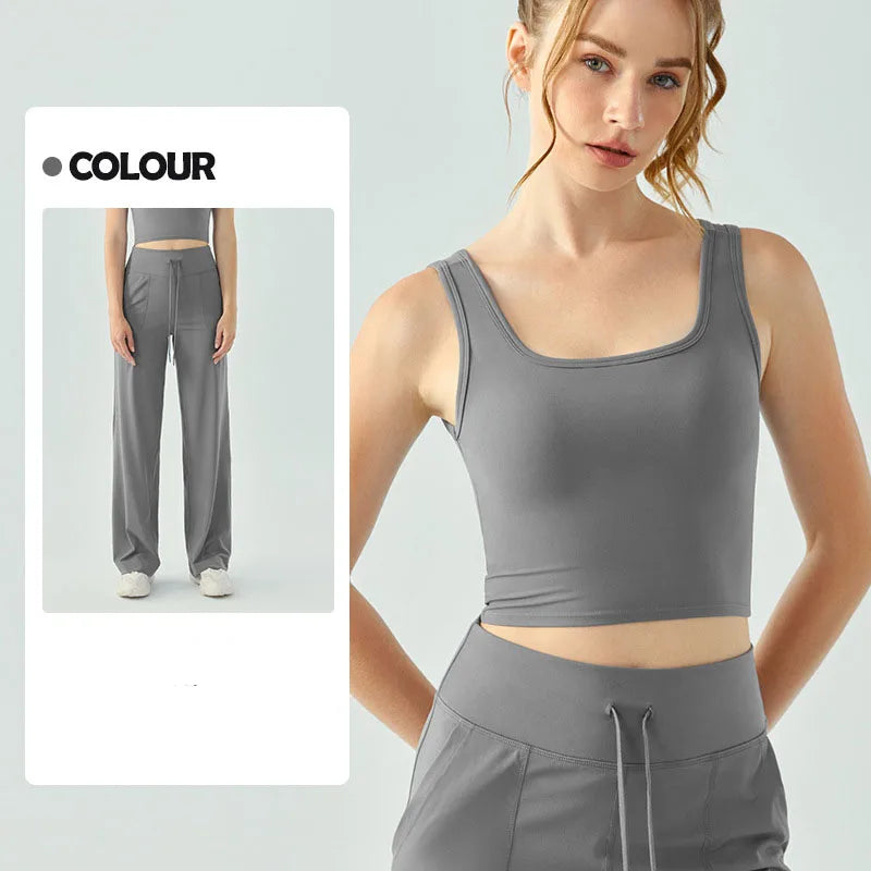 2 Piece Set Women Jogging Sport Yoga Gym Workout Lounge Wear Casual Loose Soft Elegant Nylon Tracksuit