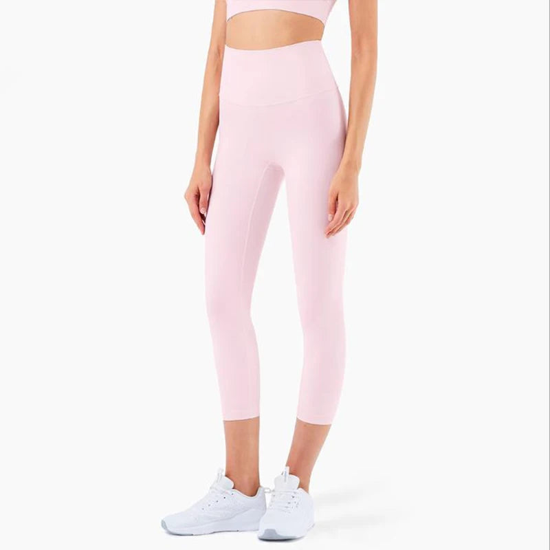 Vnazvnasi 2024 Hot Sale New Arrival Skin-Friendly Female Yoga Leggings Solid Color High Waist Outside Running Pants Calf-Length