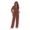 Free Shipping Wholesale Custom Women Sleepwear Set 2 Piece Home Wear Long Sleeve Lounge Wear
