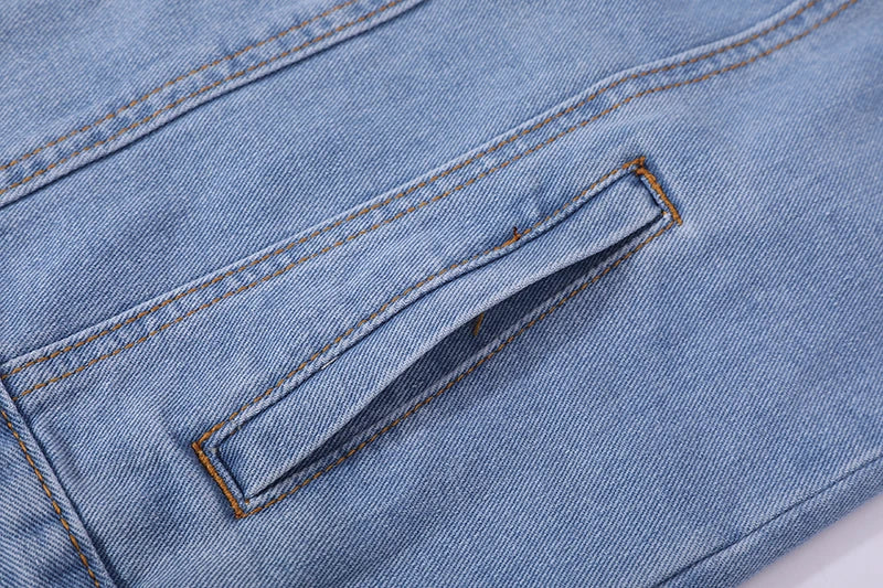 Men Denim Jackets Casual Solid Color Lapel Single Breasted Blue Jeans Jacket Men Spring Autumn Slim Fit Cotton Outwear Jackets M~ 5XL