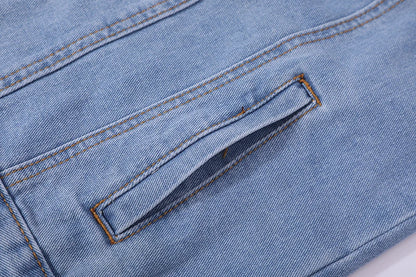 Men Denim Jackets Casual Solid Color Lapel Single Breasted Blue Jeans Jacket Men Spring Autumn Slim Fit Cotton Outwear Jackets M~ 5XL