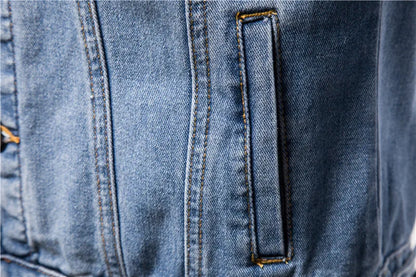 Men Light Blue Denim Jackets Slim Casual Denim Coats New Male High Quality Cotton Thicker Winter Jean Jackets Warm Coats XS-6XL